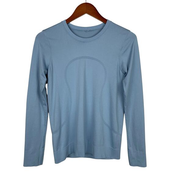 Lululemon Swiftly Relaxed Shirt Long Sleeve Blue Top Active Women's 4 - Picture 1 of 5